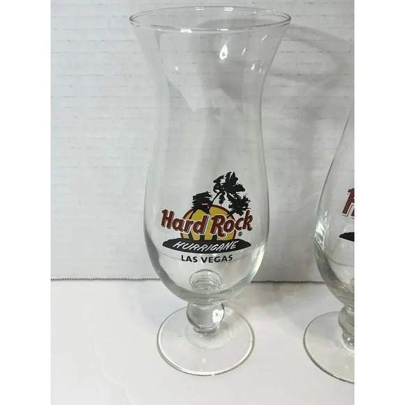 HARD ROCK CAFE Vegas & Maui‎ Tall Hurricane Glass Milkshake Cocktail Lager Beer - Picture 2 of 10